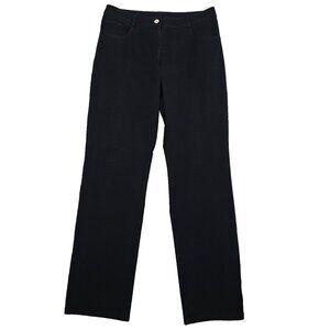 St John Black Jeans Sz 8 Stretch Denim High Rise Straight Leg Dress Pants Twill